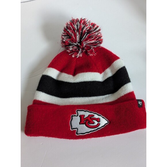 '47 Brand Kansas City Chiefs Beanie Hat Pom-Pom NFL Red Black OSFM - Picture 1 of 5